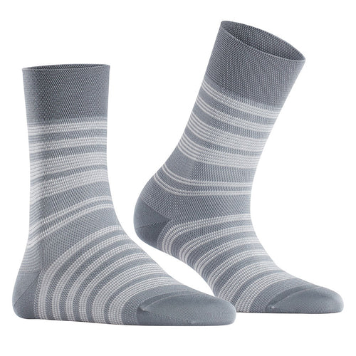 Grey With White Stripes Falke Women's Sensitive Sunset Stripe Lyocell Calf Length Socks