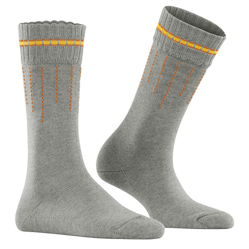 Grey With Yellow And Orange Falke Women's Neon Knit Sock Calf Lenght