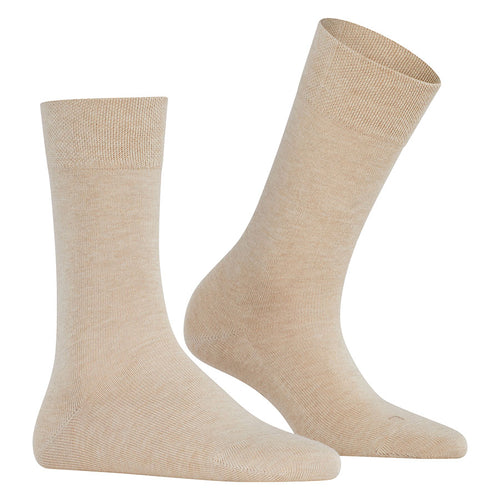Sand Beige Falke Women's Sensitive London 47686 Cotton Calf Length Socks