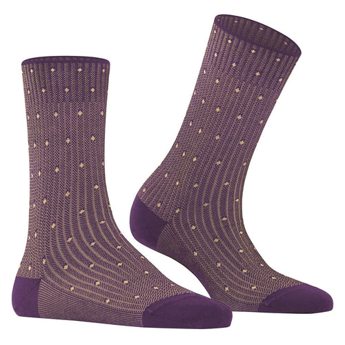 Nightshade Purple With Yellow Falke Women's Rid Dot Patterned Cotton Sock Calf Length
