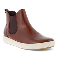 Load image into Gallery viewer, Cognac Brown With White Sole Ecco Women&#39;s Soft 7 Chelsea Boot Leather Profile View
