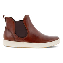 Load image into Gallery viewer, Cognac Brown With White Sole Ecco Women&#39;s Soft 7 Chelsea Boot Leather Side View
