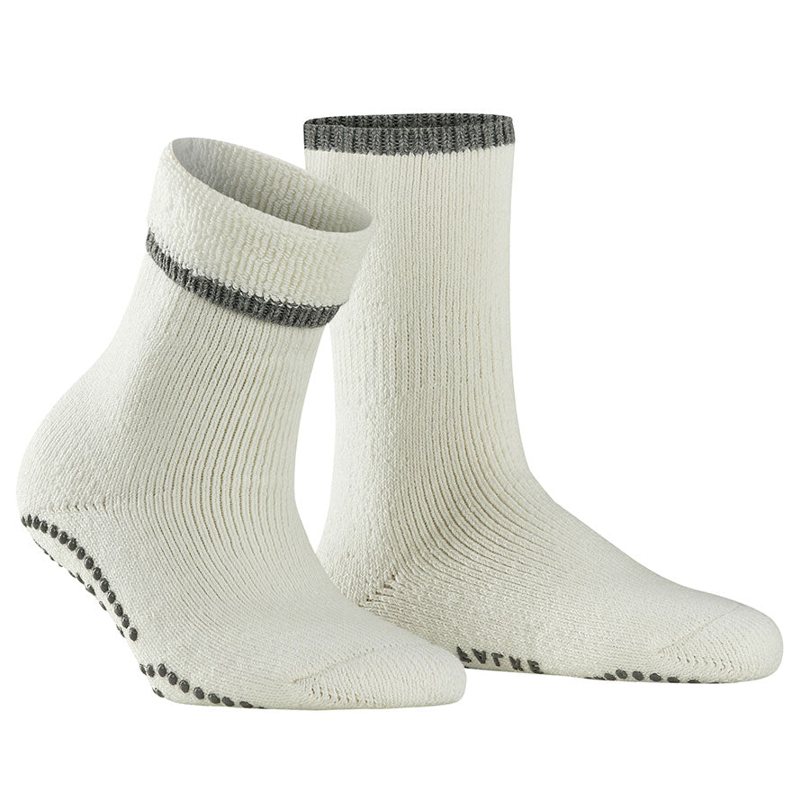 Off White With Grey Falke Women's Cuddle Pads Ribbed Ankle Socks