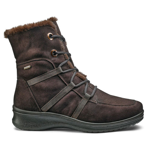 Brown With Black Sole And Brown Furry Lining Ara Women's Montreal Waterproof GoreTex Hydroscala Bootie