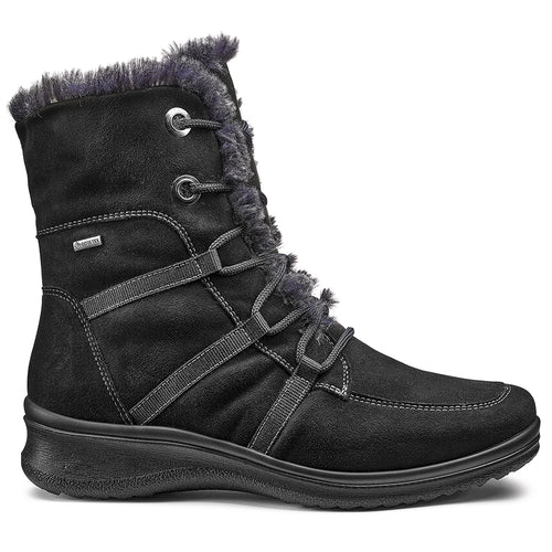 Black Ara Women's Montreal GoreTex Waterproof Hydroscala Faux Fur Lined And Trim Ankle Boot