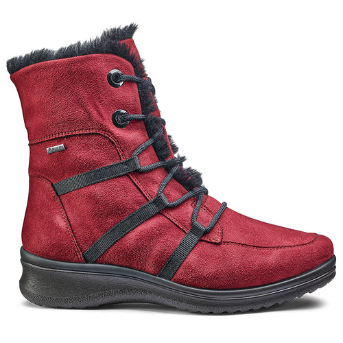 Red With Black Sole And Black Furry Lining Ara Women's Montreal Waterproof GoreTex Hydroscala Bootie