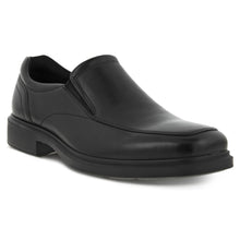 Load image into Gallery viewer, Black Ecco Men&#39;s Helsinki 2.0 Apron Toe Slip On Casual Leather Profile View
