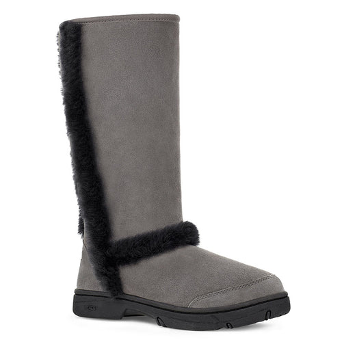 Grey With Black Sole And Trim UGG Women's Sunburst Tall Suede Boot Profile View
