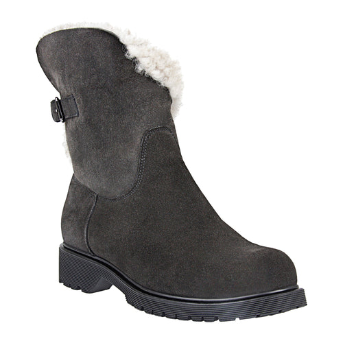 Funo Grey With Black Sole La Canadienne Women's Honey Waterproof Suede Cuffable Ankle Boot Shearling Lined