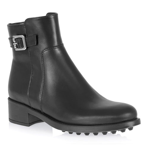 Black La Canadienne Women's Shelby Waterproof Leather Buckle Strap And Zipper Ankle Boot