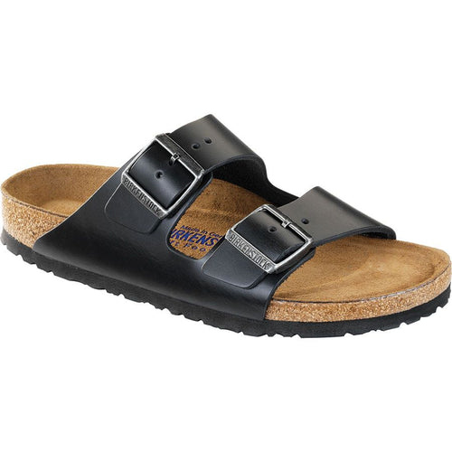 Black Birkenstock Women's Arizona Amalfi Leather Double Strap Sandal