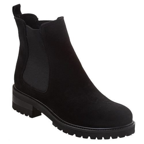 Black La Canadienne Women's Conner Waterproof Suede And Stretch Chelsea Boot Profile View