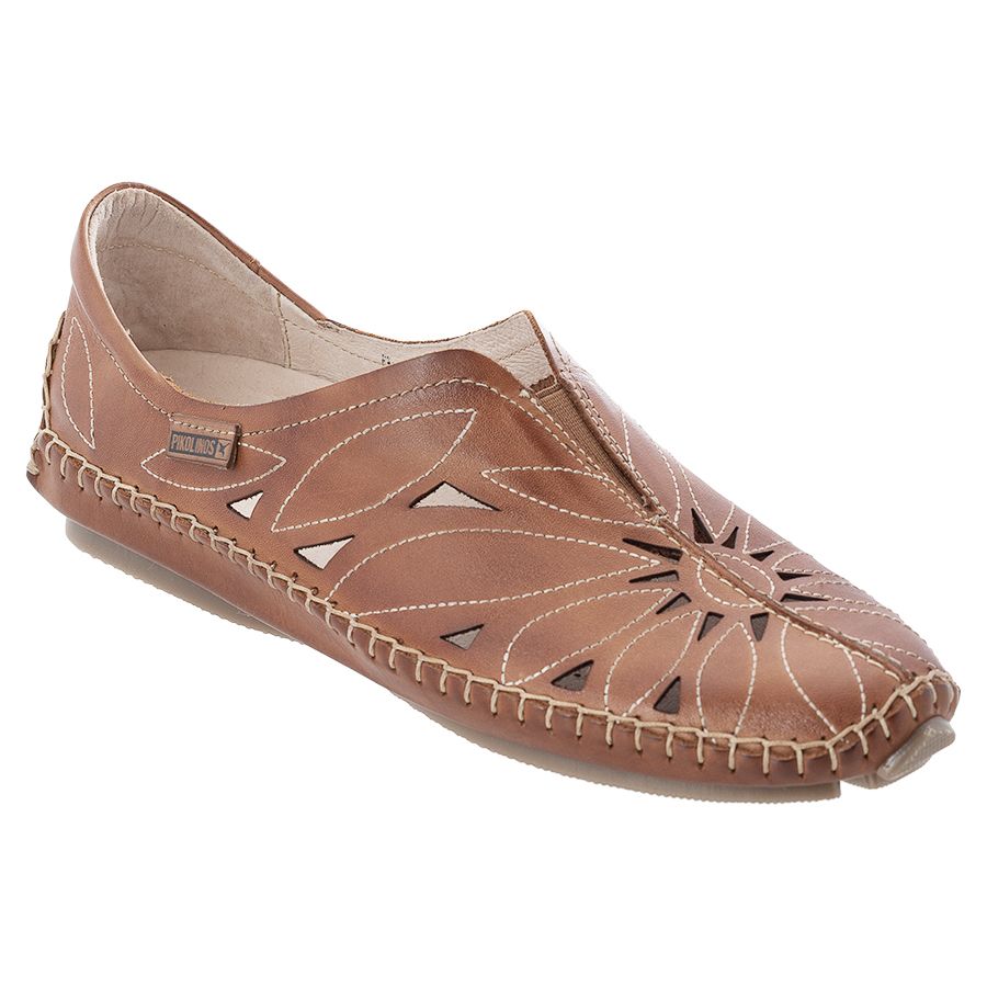 Brandy Brown Pikolinos Women's Jerez Leather With Cut Outs Loafer