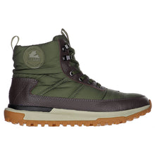 Load image into Gallery viewer, Green With Brown And Tan And Grey Pajar Men&#39;s Waterproof Leather And Nylon Military Ankle Boot Side View
