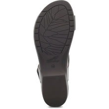 Load image into Gallery viewer, Stone Grey With Black Sole Dansko Women&#39;s Reece Leather Toe Loop Casual Sandal Sole View
