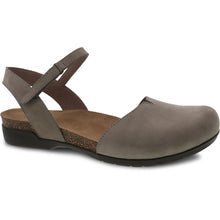 Load image into Gallery viewer, Taupe Brown With Black Sole Dansko Women&#39;s Rowan Nubuck Closed Toe Sandal Profile View

