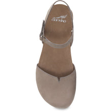 Load image into Gallery viewer, Taupe Brown With Black Sole Dansko Women&#39;s Rowan Nubuck Closed Toe Sandal Top View

