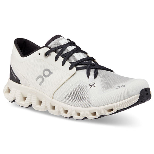 White With Black ON Women's Cloud X 3 Mesh Athletic Sneaker Profile View