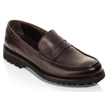 Load image into Gallery viewer, Brown With Black Sole To Boot New York Men&#39;s O&#39;Conner Leather Penny Loafer Profile View
