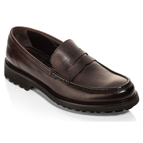 Brown With Black Sole To Boot New York Men's O'Conner Leather Penny Loafer Profile View