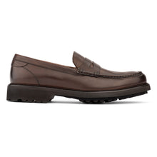 Load image into Gallery viewer, Brown With Black Sole To Boot New York Men&#39;s O&#39;Conner Leather Penny Loafer Side View
