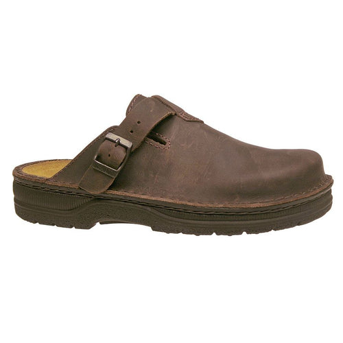 Crazy Horse Brown Naot Men's Fiord Leather Clog With Buckle Strap