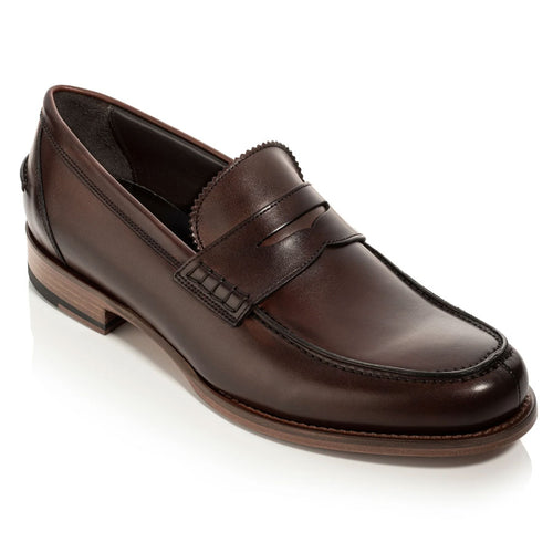 Bruciato Brown To Boot New York Men's Levanzo Leather Penny Loafer Profile View