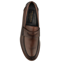 Load image into Gallery viewer, Bruciato Brown To Boot New York Men&#39;s Levanzo Leather Penny Loafer Top View
