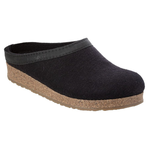 Black With Brown Sole Haflinger Women's GZL Wool Slipppers