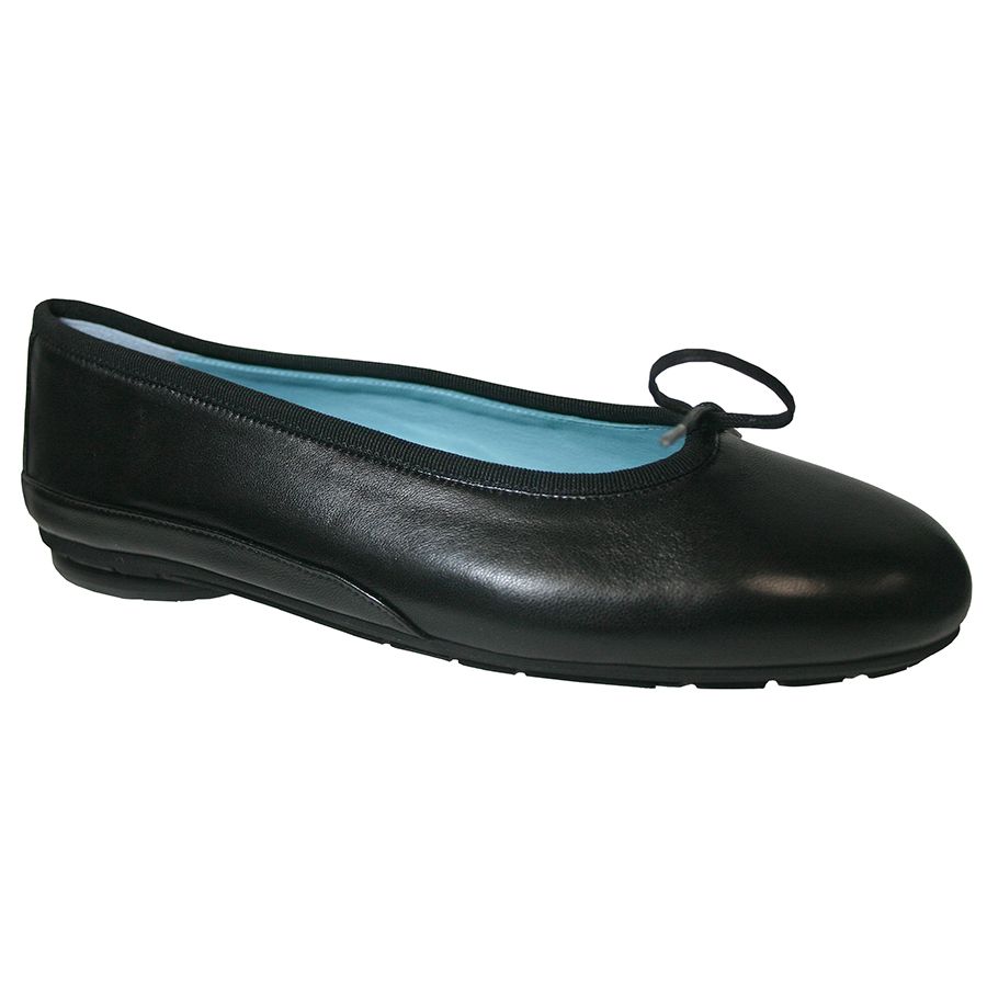 Black Thierry Rabotin Women's Gem Leather Ballet Flat With Knot Detail Profile View