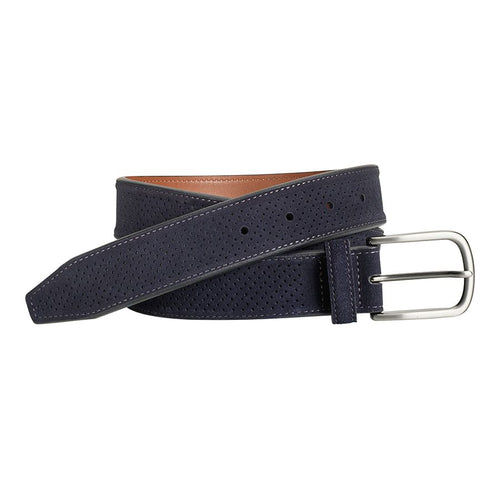 Navy Johnston And Murphy Men's Perfed Edge Leather Belt