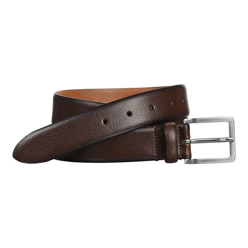 Brown Johnston And Murphy Men's Italian Feathered Edge Leather Belt