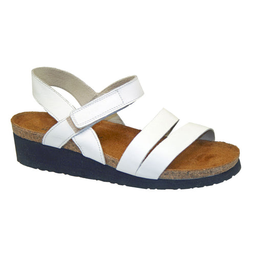 White With Black Sole Naot Women's Kayla Leather Strappy Wedge Sandal