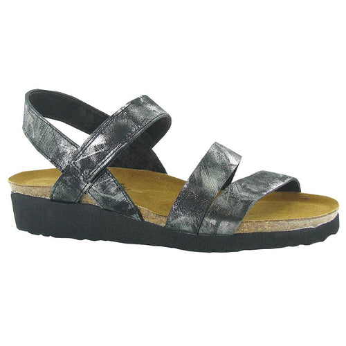 Black Naot Women's Kayla Textured Metallic Leather Four Strap Sandal