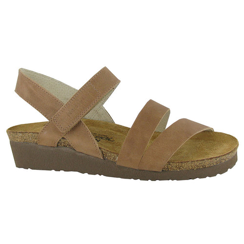 Latta Tan WIth Brown Sole Naot Women's Kayla Suede Strappy Sandal Flat