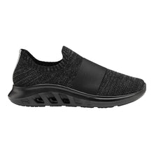 Load image into Gallery viewer, Black Johnston And Murphy Women&#39;s Active Slip On Knit With Elastic Band Athletic Sneaker Side View
