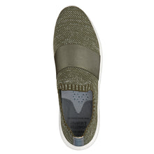Load image into Gallery viewer, Olive Green With White Sole Johnston And Murphy Women&#39;s Active Slip On Knit With Elastic Band Athletic Sneaker Top View
