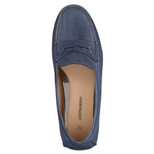 Load image into Gallery viewer, Navy Johnston And Murphy Women&#39;s Maggie Penny Washed Leather Loafer Top View
