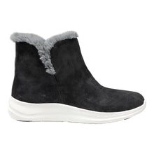 Load image into Gallery viewer, Black With White Sole Johnston And Murphy Women&#39;s XC4 Mollie Shearling Slip On Bootie Side View
