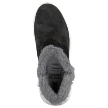 Load image into Gallery viewer, Black With White Sole Johnston And Murphy Women&#39;s XC4 Mollie Shearling Slip On Bootie Top View
