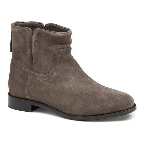 Dark Grey With Black Sole Johnston And Murphy Women's Darby Back Zip Western Bootie Suede Profile View