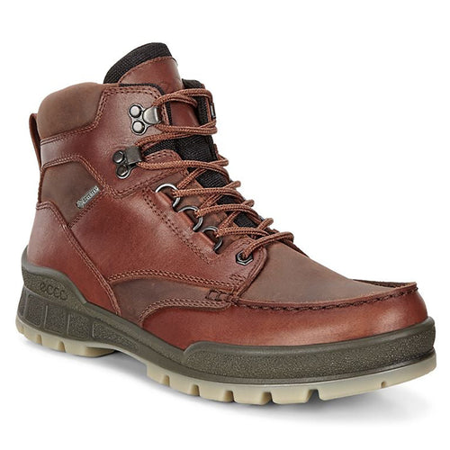 Bison Brown Ecco Men's Track 25 High GoreTex Waterproof Leather Rugged Lace Up Hiking Boot Profile View