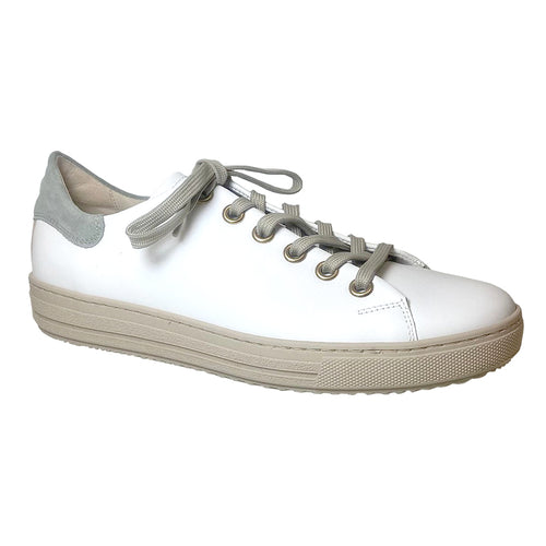 Weiss White With Grey And Beige Sole Gabor Women's 86515 Leather Casual Sneaker
