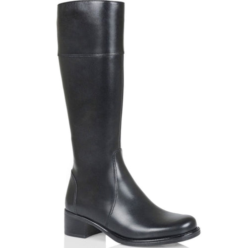 Black La Canadienne Women's Passion Waterproof Leather Knee-High Zippered Block Heel Boot Profile View