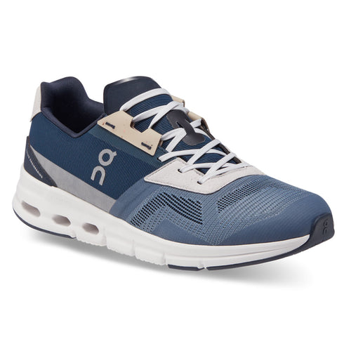 Metal Navy With White And Grey ON Men's Cloudrift Mesh Athletic Sneaker Profile View