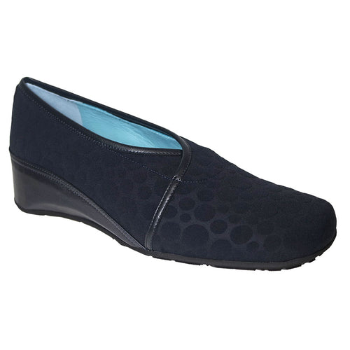 Blue With Black Sole Thierry Rabotin Women's Hero Bubble Print Microfiber Wedge Loafer