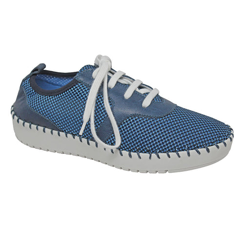 Demin Blue With Off White Sole Eric Michael Women's Abigail Fabric And Leather Casual Sneaker