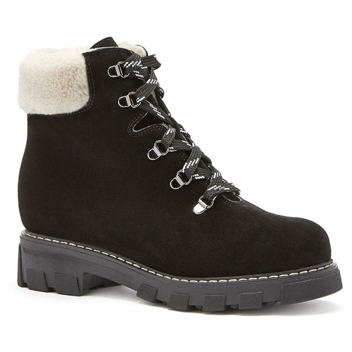 Black With White Collar La Canadienne Women's Adams Waterproof Suede Hiking Ankle Boot Shearling Lined