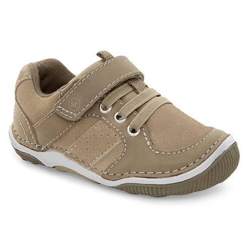 Taupe Brown With White Stride Rite Infant's Wes Leather Sneaker Sizes 6 to 10 Medium And Wide Width