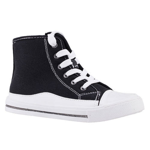 Black With White Laces And Sole Nina Doll Girl's Bertee Canvas High Top Sneaker Sizes 8 to 13 And 1 to 5